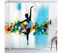 Dancer on Abstract Backdrop Shower Curtain