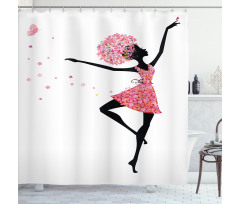 Floral Woman Dancing Shower Curtain