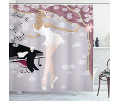 Old Ballroom and Pianist Shower Curtain