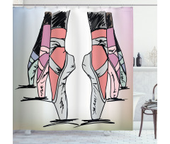 Ballerina Feet Sketch Art Shower Curtain