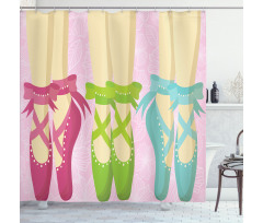 Colored Pointe Shoes on Pink Shower Curtain