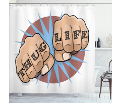 Punching Fists Comic Book Shower Curtain