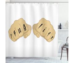 Male Fists with Tattoo Shower Curtain