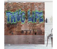 Graffiti Words Brick Wall Shower Curtain