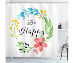 Watercolor Floral Wreath Shower Curtain