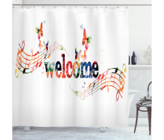 Music Notes and Butterflies Shower Curtain