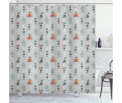 Xmas Season Snowflakes Shower Curtain