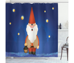 Elf at Night with a Lantern Shower Curtain