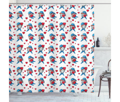 Valentines Day Romantic Theme Shower Curtain