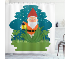 Dwarf with Lantern on Grass Shower Curtain