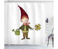Little Elf Boy with Clover Shower Curtain