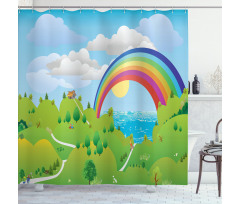 Landscape with Rainbow Clouds Shower Curtain