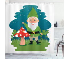 Elf with Mushroom in Forest Shower Curtain