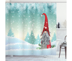 Elf Tomte Standing on Snow Shower Curtain
