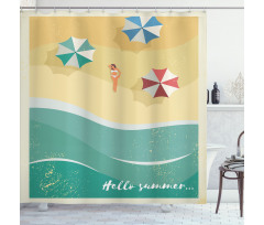 Woman Sunbathing Beach Shower Curtain
