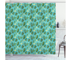 Leafage Hibiscus Blooms Shower Curtain