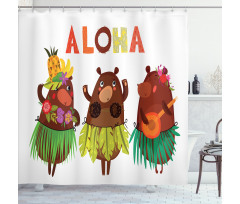 Funny Bears in Hawaii Shower Curtain