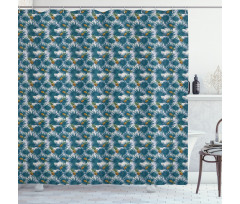 Pineapples Palm Leaf Shower Curtain