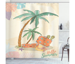 Hello Summer Words Shower Curtain