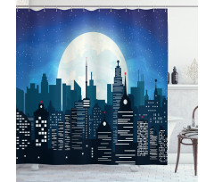 Modern Capital Moon Night Shower Curtain