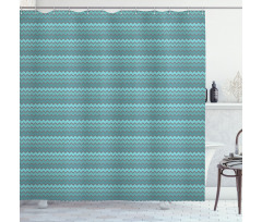 Zigzags in Shades of Blue Shower Curtain