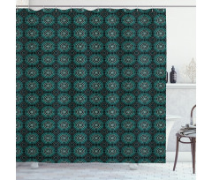 Retro Floral Motifs Shower Curtain