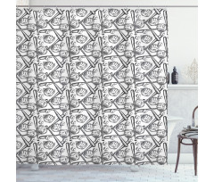 Sketch Style Glove Bat Shower Curtain