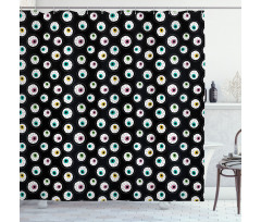 Dashed Circles Cartoon Eyes Shower Curtain