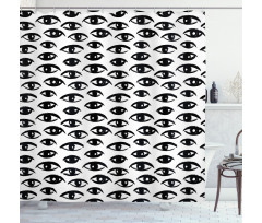 Sketch Style Eyes Shower Curtain