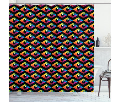 Triangles with Hexagons Shower Curtain