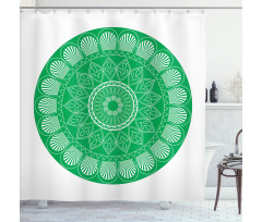 Oriental Flower Motif Shower Curtain
