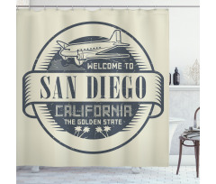 Stamp Airplane Welcome Shower Curtain