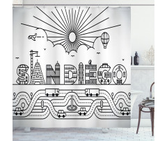 City Typography Letters Shower Curtain