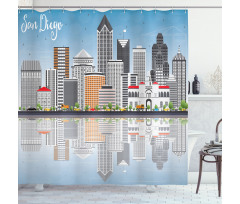 City Skyline Reflections Shower Curtain