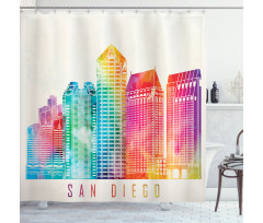 Watercolored Landmarks Shower Curtain