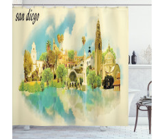 Panoramic USA Watercolor Shower Curtain