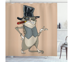Funny Gentleman Cat Monocle Shower Curtain