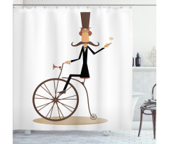 Gentleman Mustache Retro Bike Shower Curtain