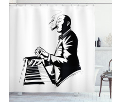 Jazz Pianist Sketch Artwork Shower Curtain
