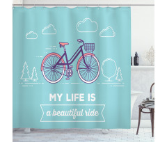 Retro Pastel Bike with Text Shower Curtain