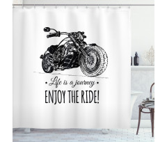 Hand-drawn Motorbike Shower Curtain