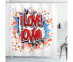 I Love Iowa Comic Book Shower Curtain