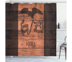 Iowa Flag on Wood Planks Shower Curtain