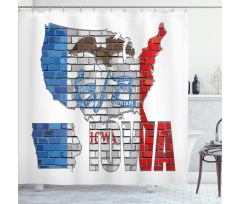 Iowa Map on a Brick Wall Shower Curtain