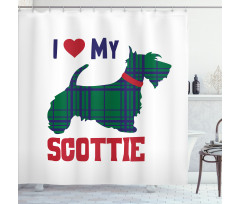 I Heart My Scottie Text Shower Curtain