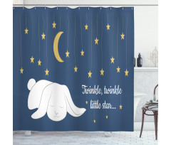 Sleeping Rabbit and Stars Shower Curtain