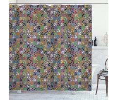 Colorful Graphic Foliage Shower Curtain