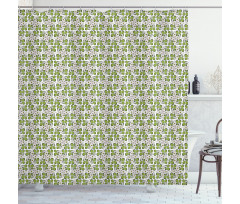 Botanical Ornament of Leaves Shower Curtain
