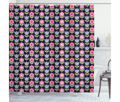 Daisy and Tulip Blossoms Shower Curtain