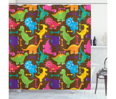 Baby Wild Dinos Kids Shower Curtain